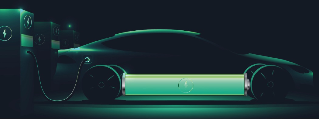 an EV car connected to a charging station